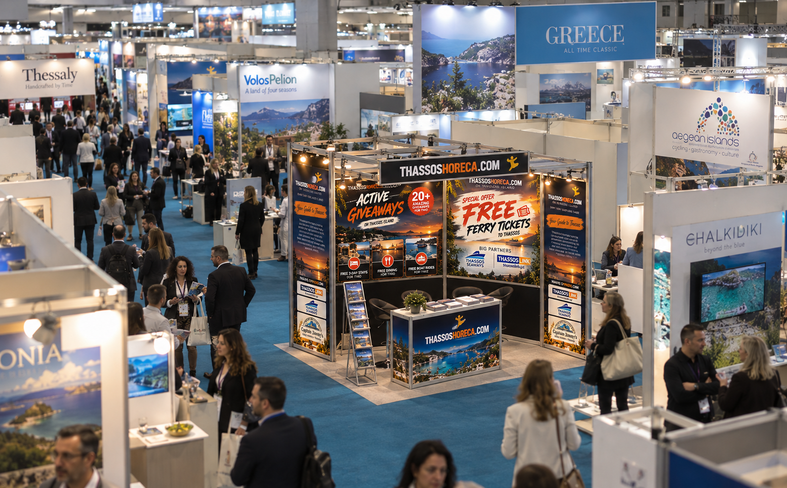 Our Thassos HORECA stand seen from above at the Thessaloniki travel expo